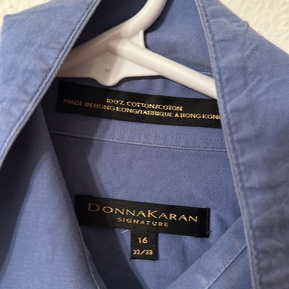 Donna Karan signature cotton button down shirt blue size 16 32/33 - Picture 3 of 3